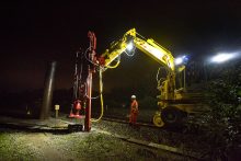 Network Rail piling carried out as part of its electrification work.