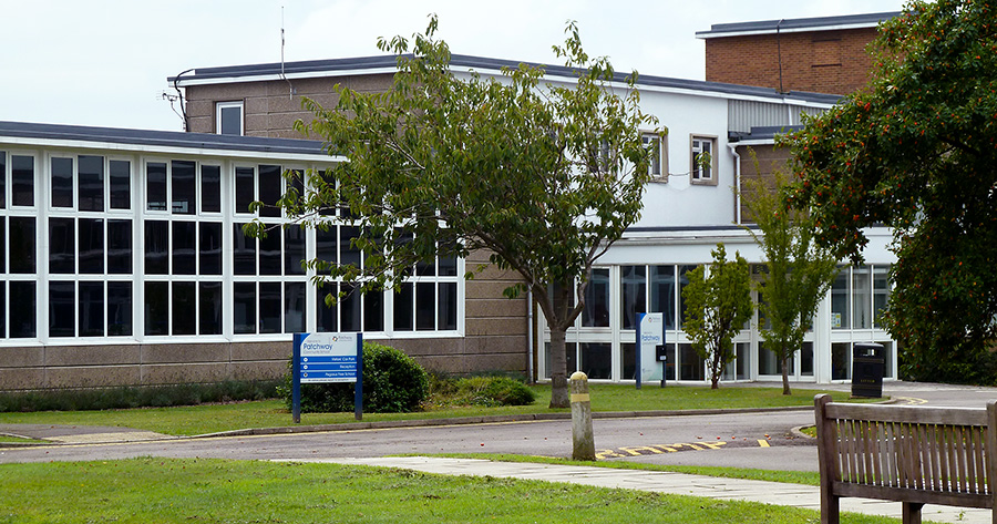 Photo of the main entrance to Patchway Community School.