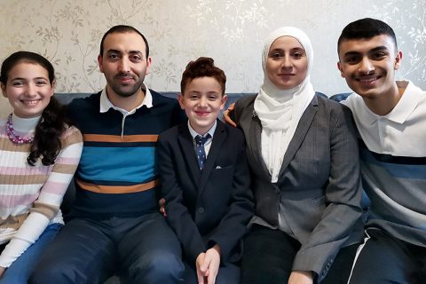 Photo of Syrian refugee Hisham Alsaiyad and family.