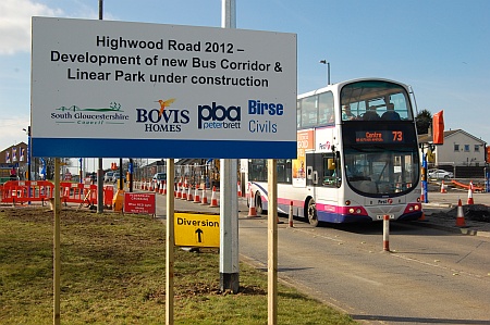 Bus corridor under construction on Highwood Road, Patchway