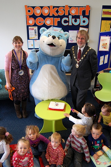 The Bookstart Bear visits Patchway Library.