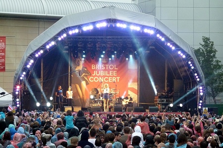 Pixie Lott on stage at the Bristol Jubilee Concert.