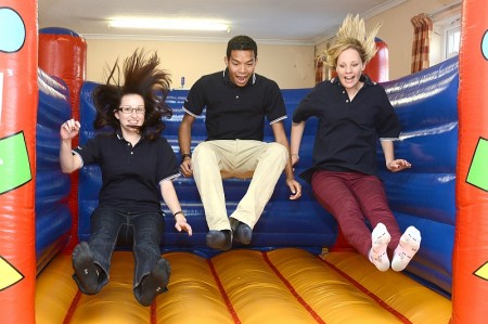 Airbus graduates give the bouncy castle a test run!