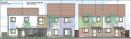 Front elevation of new homes proposed by Solon Housing Association.