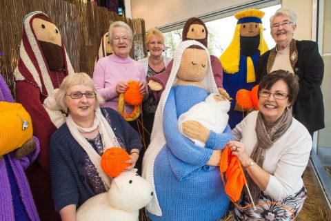The Knutty Knitters with their Knitivity scene.