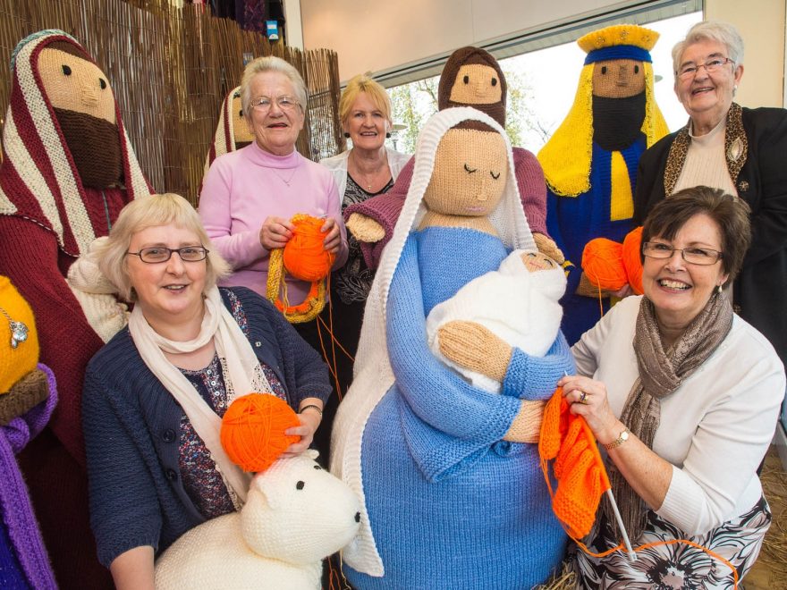 The Knutty Knitters with their Knitivity scene.