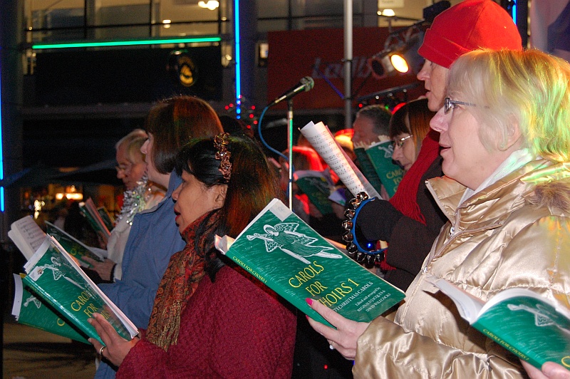 Carols from The Stokes Singers in Bradley Stoke's Town Square.