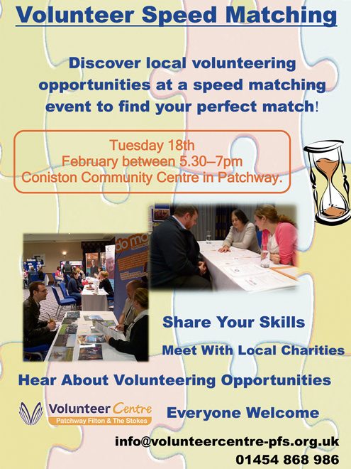 Volunteer Speed Matching event in Patchway on 18th February 2014.