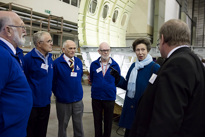 HRH The Princess Royal on a visit to Aerospace Bristol.