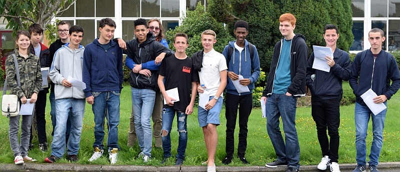 Students at Patchway Community College collect their GCSE results.