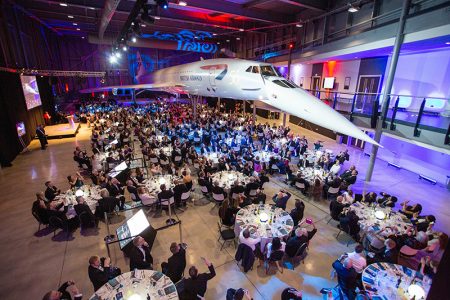Photo of the Concorde50 gala dinner at which the nose of Concorde was dropped for the first time in 16 years.