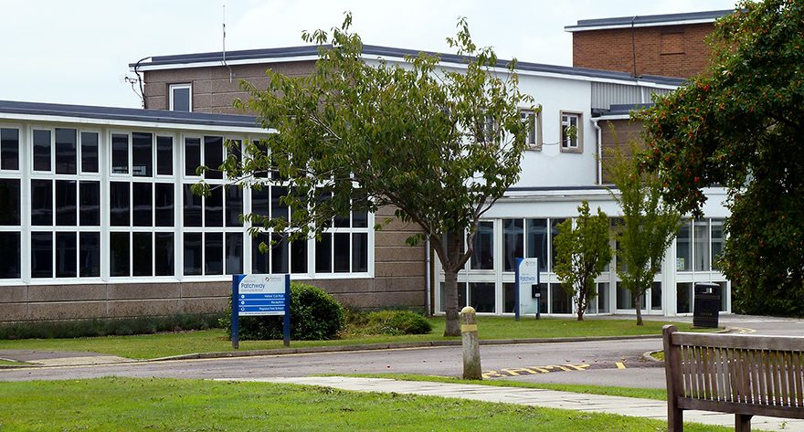 Photo of the main entrance to Patchway Community School.