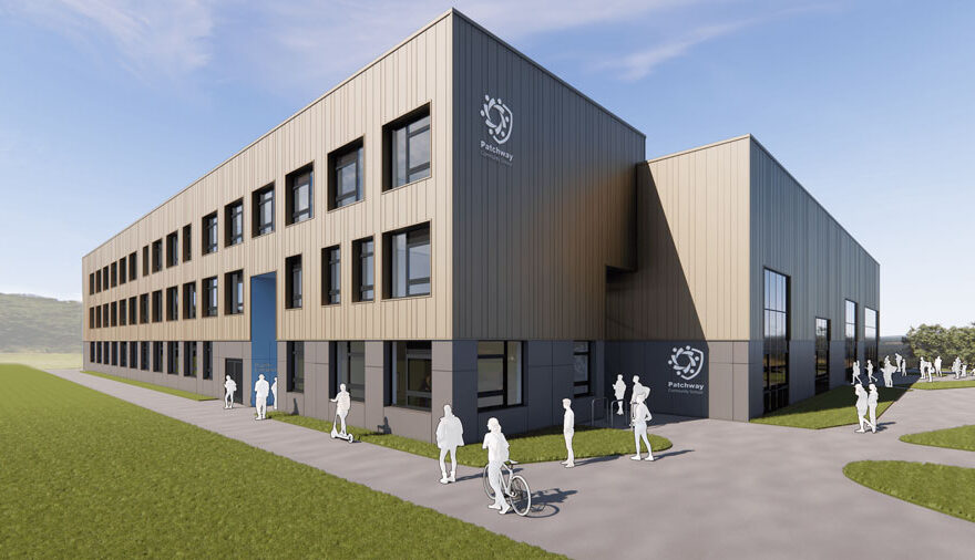 Artist's impression of a school building.
