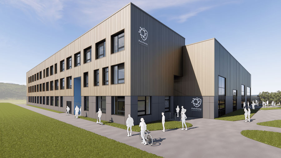 Artist's impression of a school building.